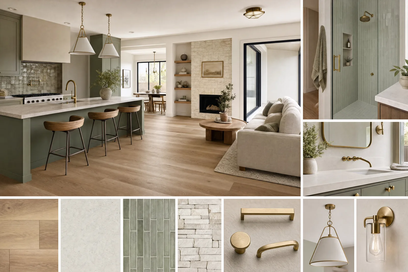 Reviewed tile, surface, and color planning concept board