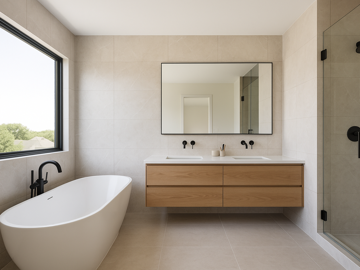 Luxury double vanity bathroom remodel in DFW