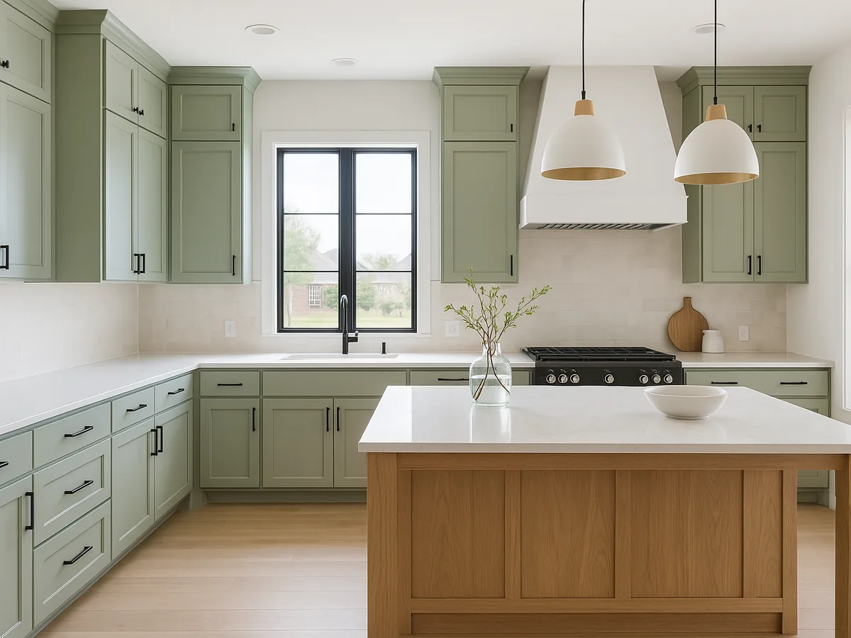 Warm contemporary kitchen with oak cabinetry