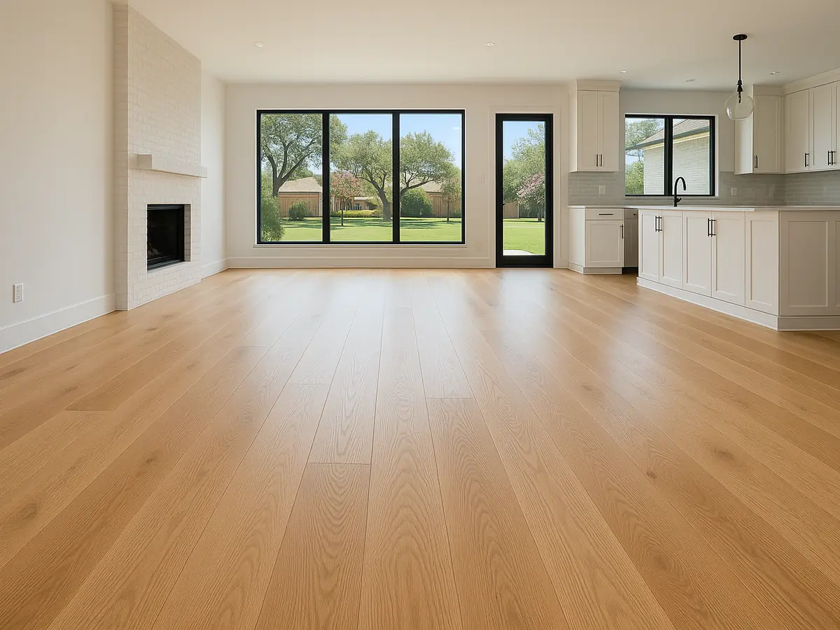 Premium flooring installation in a bright open room